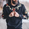 Sudaderas con capucha de moda para hombre, jersey de manga larga de Hip-Hop, sudadera con estampado Floral rosa, ropa deportiva informal ajustada para otoño ► Foto 3/6