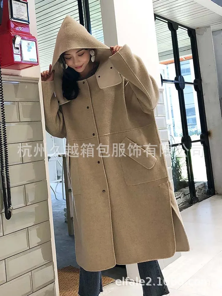 Южная Корея Dongdaemun осенне-зимнее модное свободное шерстяное пальто на пуговицах