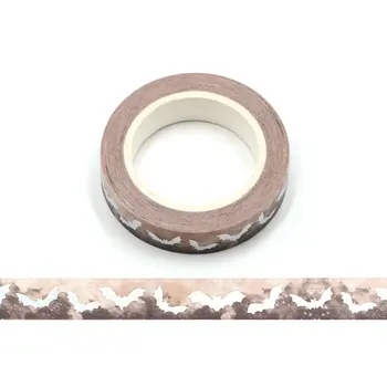 

1X NEW 10MM*10m Silver halloween Bat foil washi tape stationery Adhesive Tape Scrapbooking tape masking tape stickers