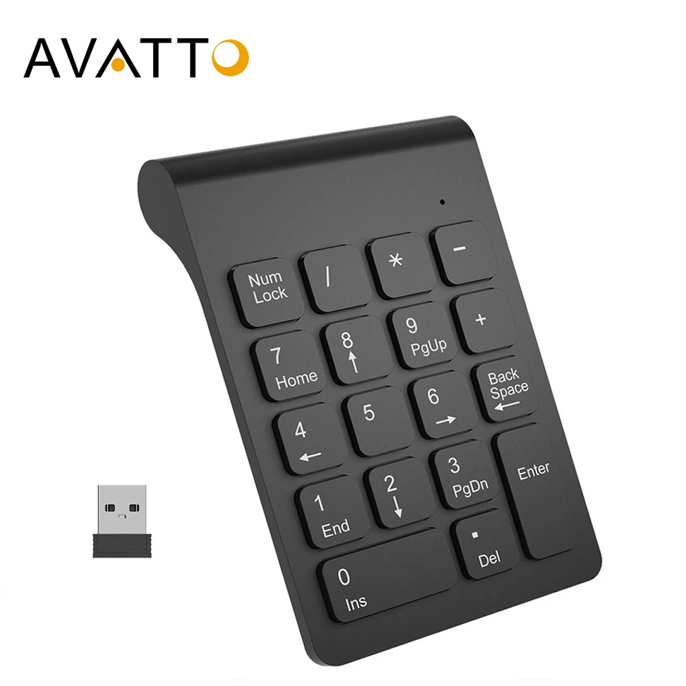  [AVATTO] Small-size 2.4GHz Wireless Numeric Keypad Numpad 18 Keys Digital Keyboard for Accounting T
