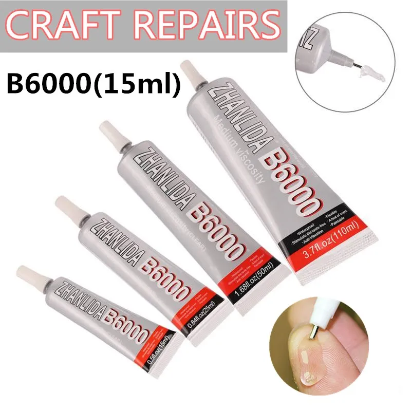 

15ml B6000 glue Mobile phone touch screen Superglue b-6000 adhesive telephone glass glue repair point diamond jewelry DIY glue