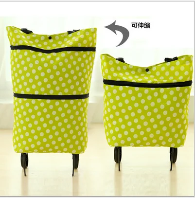Корейская версия складной буксир корзина для покупок Модная точка бытовой двойного назначения тяга Сумка-тележка для покупок