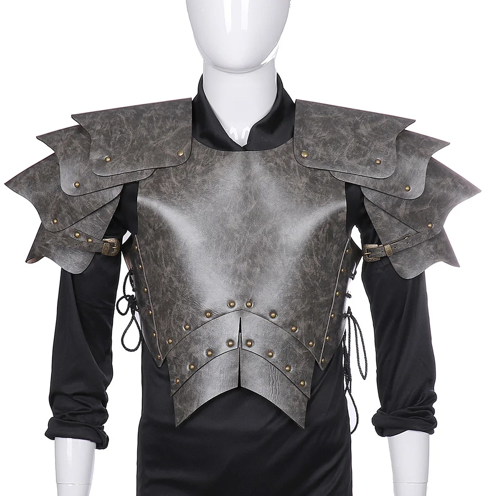 

Stage Party Men Armor Collection Photo Props Halloween Warrior Cosplay Gift Medieval Costume Soft Adult Lace-up PU Leather