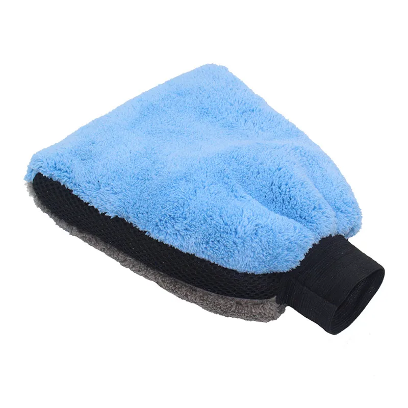 

Auto Car Accessories Blue And Gray Two Sided Coral Velvet Gloves Car Wash Gloves Automobile Supplies Soft Microfiber