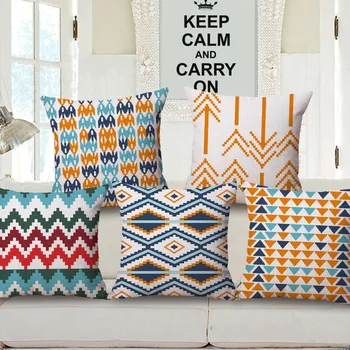 

Bohemian style geometric decorative throw pillow cover case cotton linen cushion cover for sofa home decor capa de almofadas