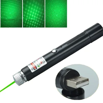 

Rechargeable USB Green Laser pointer Built-in battery Green Laser Sight 10000m 5mw Adjustable Focus Lazer laser Pen pointer