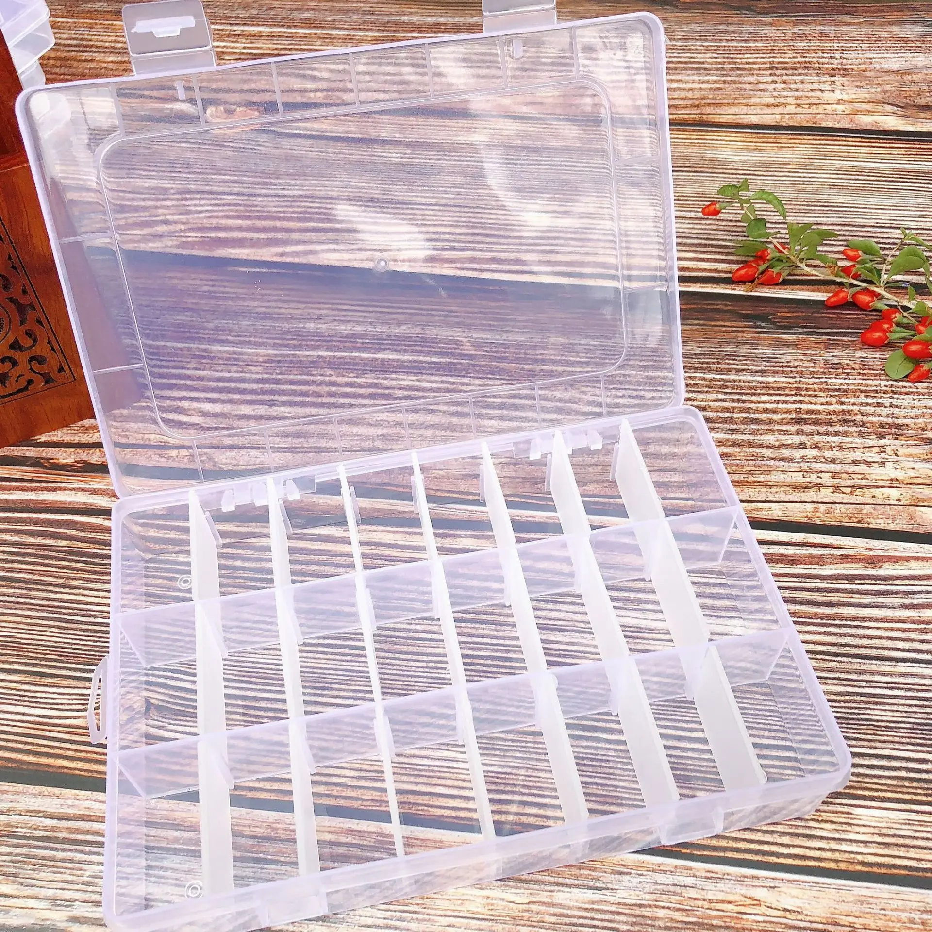 

Plastic Organizer Makeup Cosmetic Storage Container 8 10 15 24 Compartment Adjustable Transparent Box Jewelry Earring Display