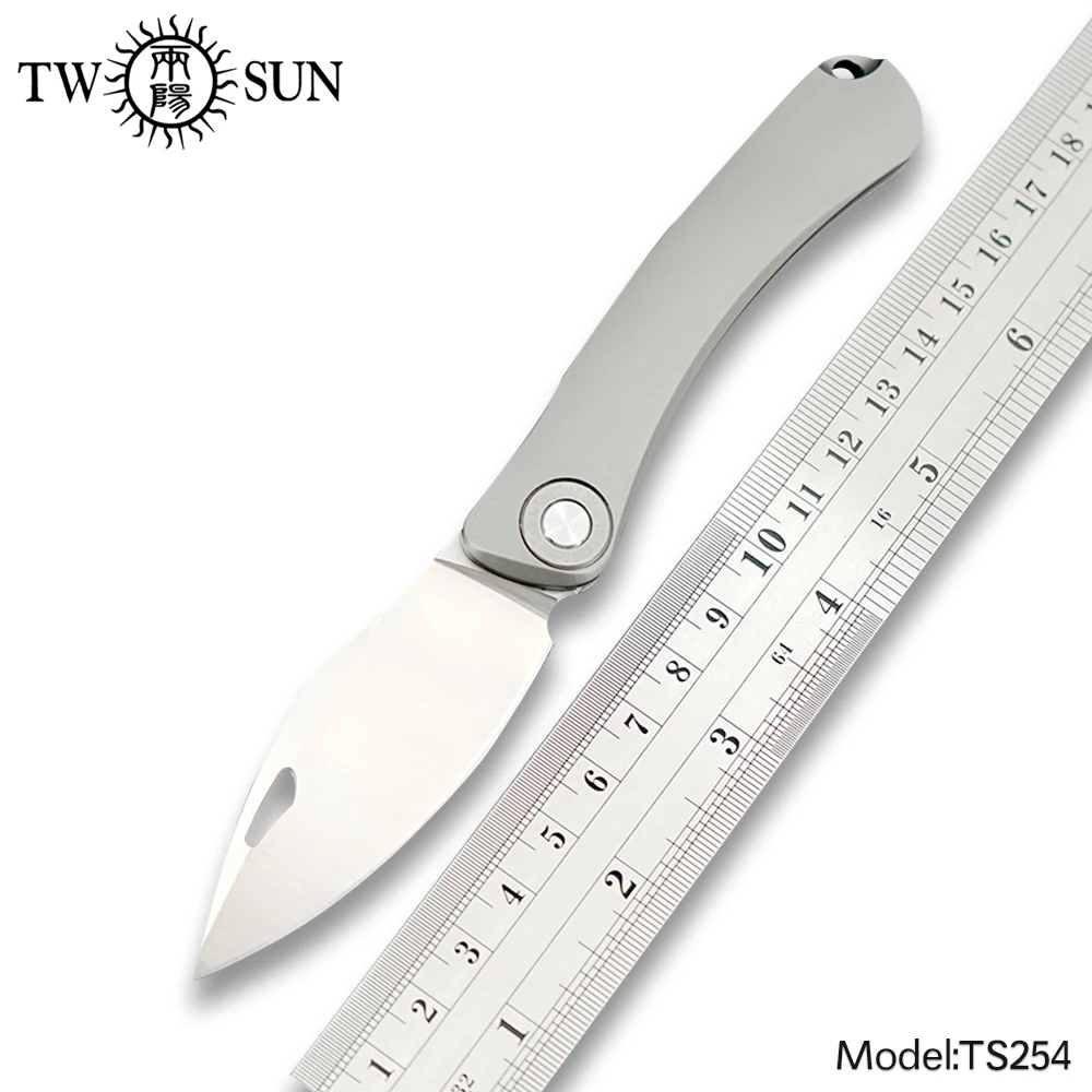 TWOSUN Knives One Solid TC4 Titanium M390 Pocket Folding SLIP JOINT