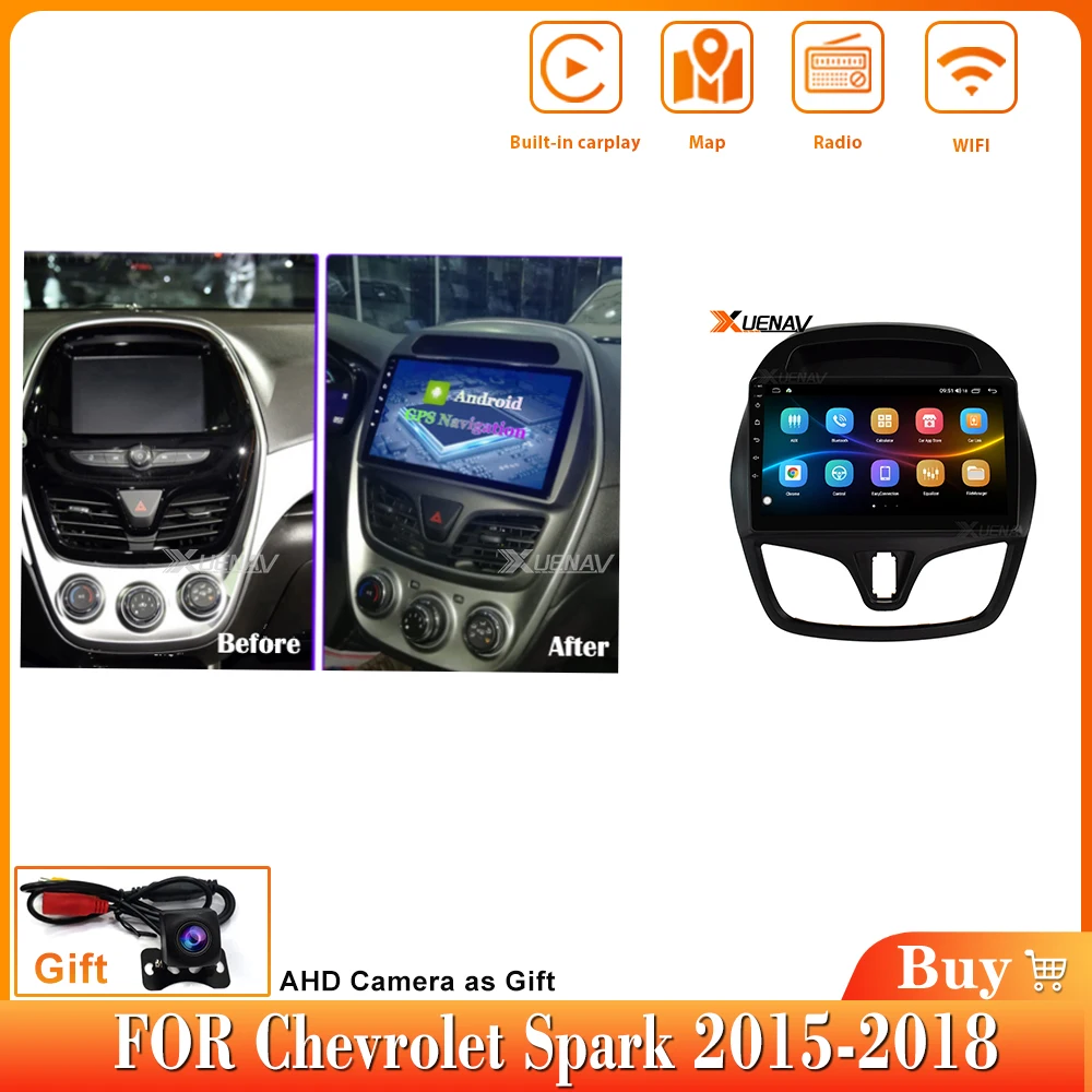 Мультимедийная магнитола 6G 128G для Chevrolet Spark 2015 2016 2017 2018 автомобильный