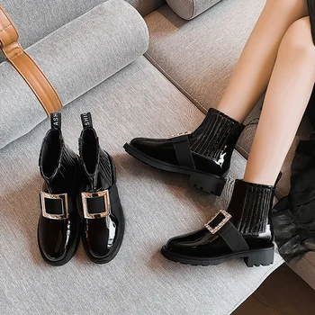 

Fashion Women Ankle Boot Genuine Leather Shoes New 2020 Fashion Boots Warm Ankle Non-slip Women Boots Black 043248