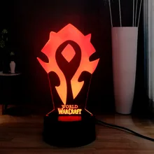 WOW 3D визуальная Таблица лампа World of Warcraft символика Орды RGB 7 красочная USB мини лампа светодиодный ночник лампа для праздника