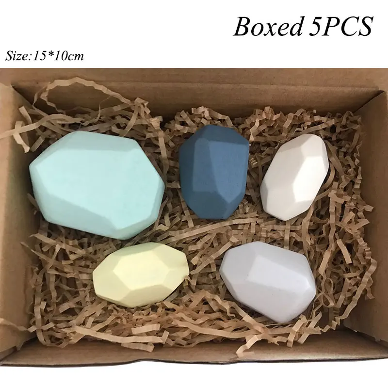 Creative Wooden Jenga Building Block Colored Stone Educational Toys Cold Tone Nordic Style Stacking Game Children's Wooden Toys