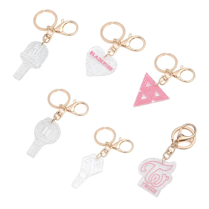 

Transparent Heart Geometry Star Keychain Celebrity Related Goods EXO Microphone Key Pendants