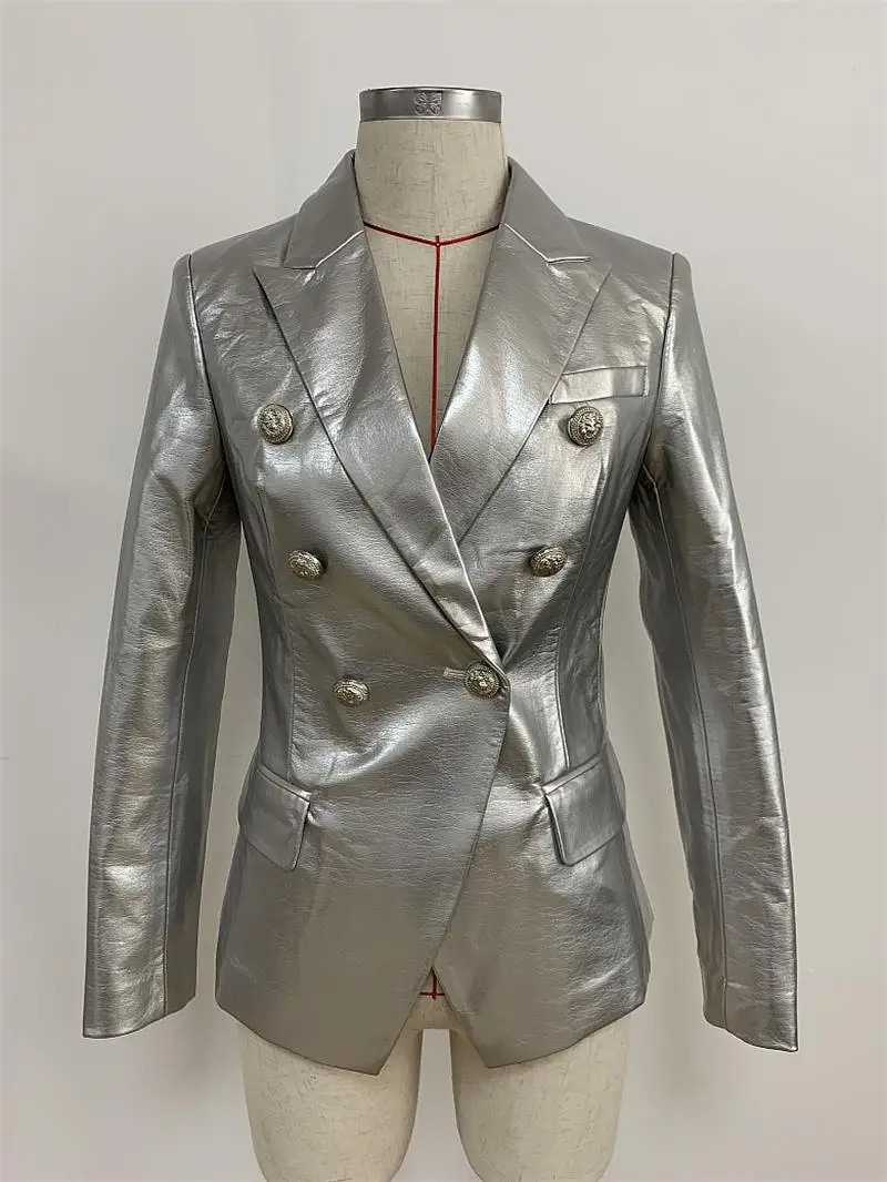 Мода года; chaqueta de disaqueta de mujer de León botones de Metal chaqueta de cuero d