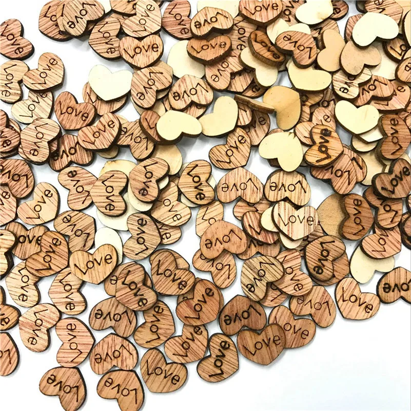 

1000PCS Love Heart Wood Slices for Home Decorative Crafts Scrapbooking Holiday Party Embellishments Buttons