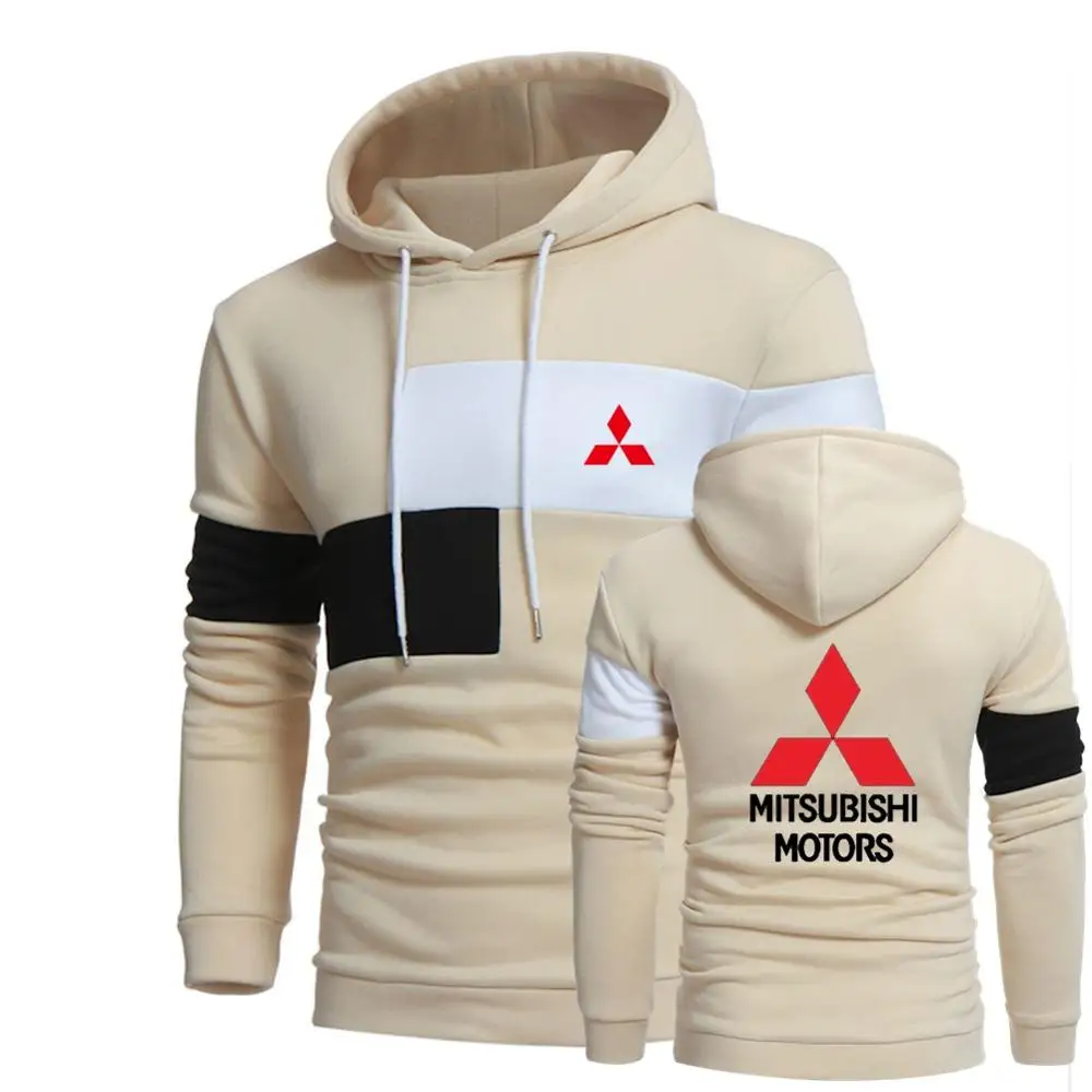 

Fashion Wild Male Pullover Sweatshirts Mitsubishi Motors Car Logo Patchwork Casual Cotton Hoodies Hip Hop Harajuku Men Clothing