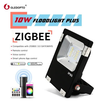 

GLEDOPTO 10W Smart Zigbee Led Floodlight Plus 700LM RGBCCT Outdoor Light IP65 Waterproof Works with Amazon Echo Plus SmartThings