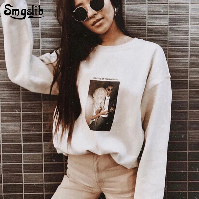 

2019 new fashion o-neck pullover knitted Drop-shoulder oversized casual beige sweatshirts streetwear character pullovers