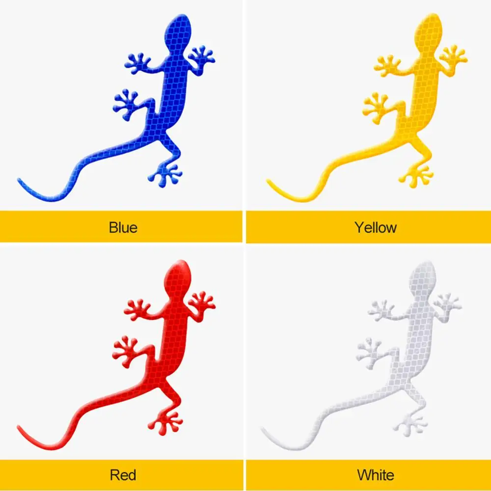 Pegatina de advertencia reflectante para coche, marca de seguridad a prueba de agua, decoración automática, tira reflectante Gecko, pegatina de parachoques
