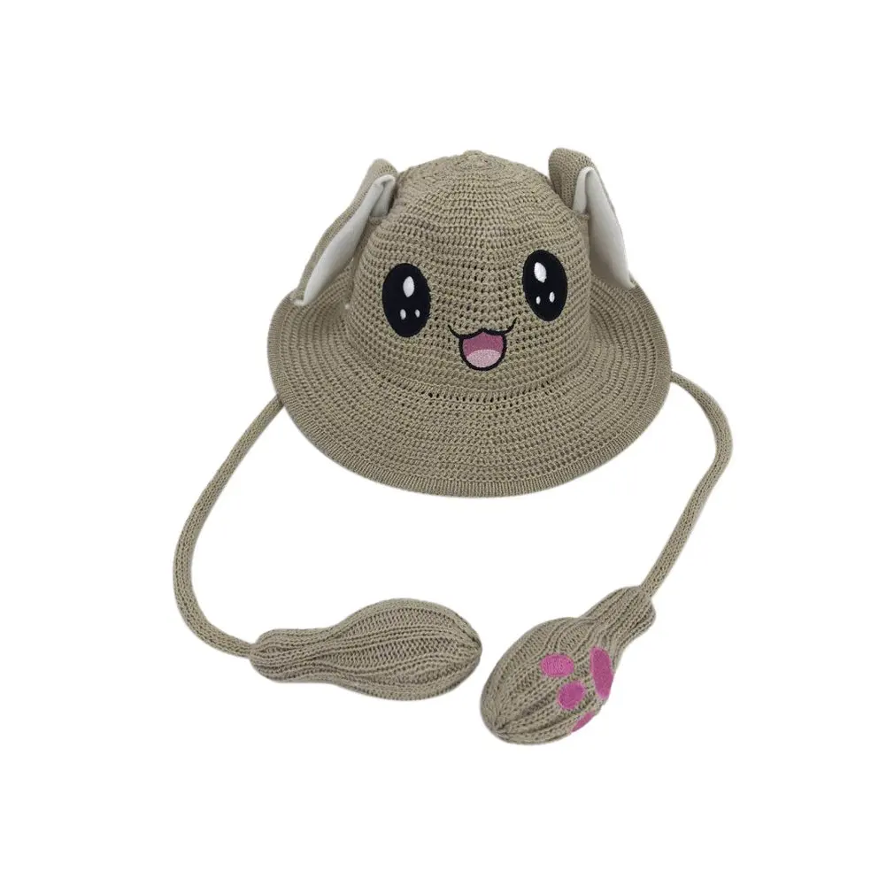 Игрушечная шапка с длинными ушками, подвижная шапка, плюшевый кролик с ушами, шапка, забавная шапка с подушкой безопасности для детей и взрослых - Цвет: Light Khaki Child