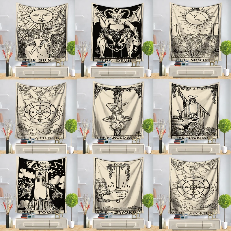 

Tarot Card Tapestry Wall Hanging Astrology Divination Bedspread Beach Mat Decorative Tapestry