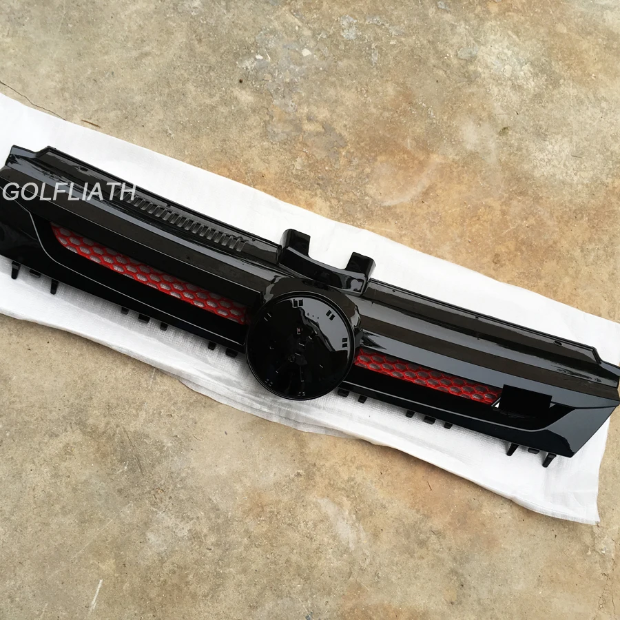 For V-W Golf MK7 Front Center Grille Black Chrome ABS Radiator Hood Upper Grill for golf 7 GOLFLIATH