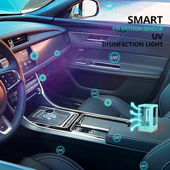 

PIR Motion Sensor UVC Disinfection Light Car Rechargeable Home Ozone Ultraviolet Sterilization Bulb Kill Dust Mite Lamp for Auto