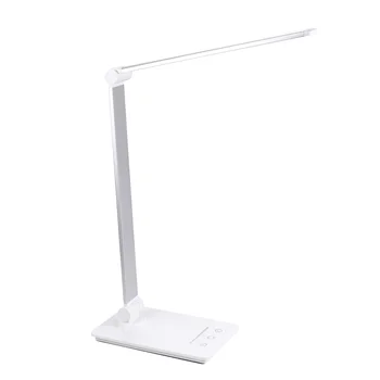 

1pc LED Eye Protection Desk Lamp Rechargeable Touch Control Reading Recharge Lamp for Home Office (Five Modes Silver)