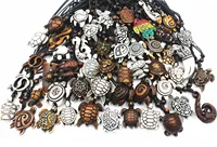 MIXED 50PCS/Lot Surfer Sea Turtles Pendants Necklaces Imitation yak bone Amulet Wax Cord Neckalce Jewelry Wholesale 1