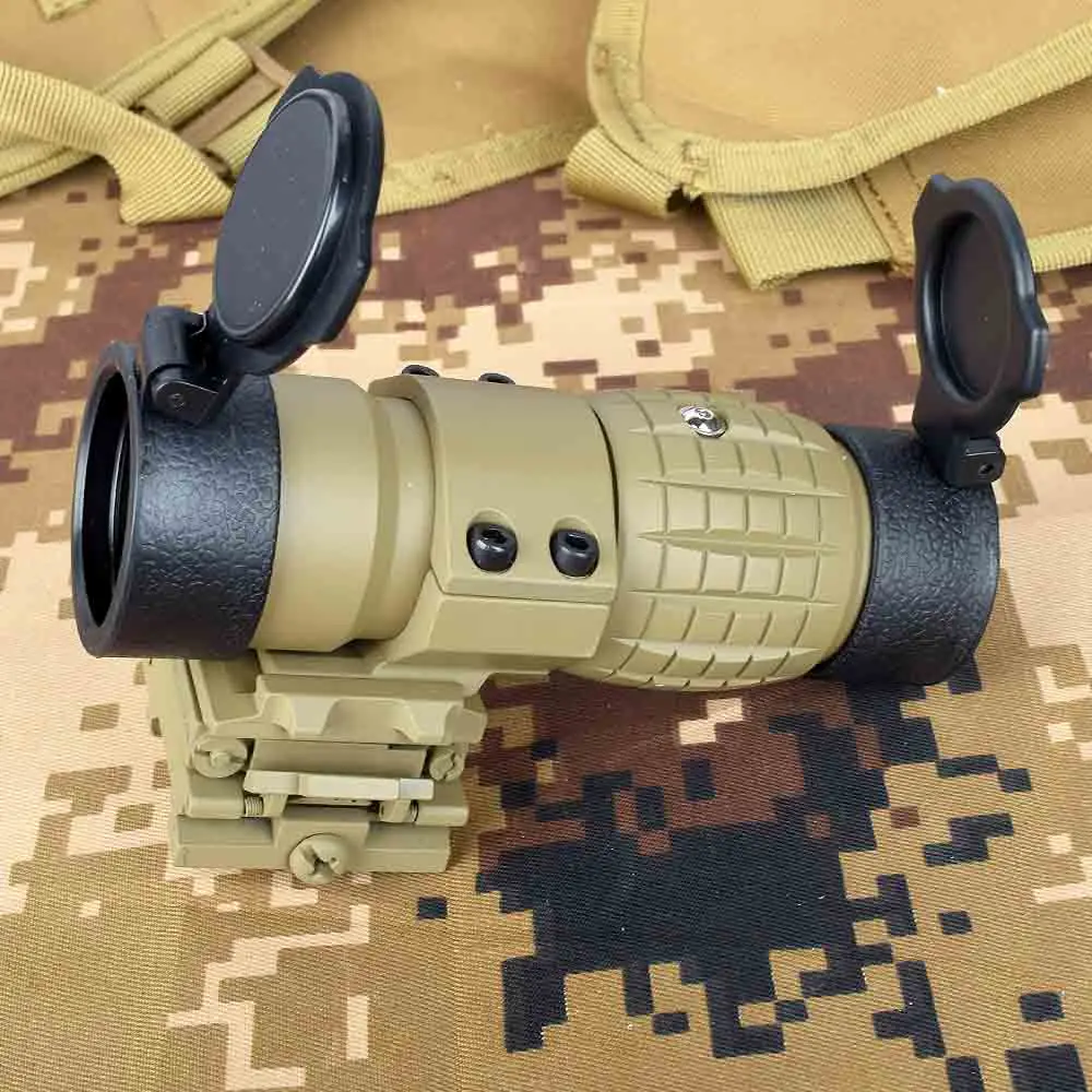 

Tactical Optic Red Dot Sight 3X Magnifier Scope With Flip Up Cover Fit For 20mm Rifle Gun Quick Release Rail Mount