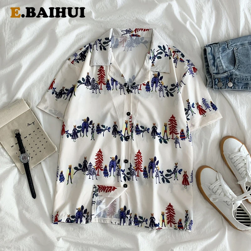 EBAIHUI 2020 летние женские блузки BF Stylle рубашка оверсайз Harajuku топы с коротким рукавом