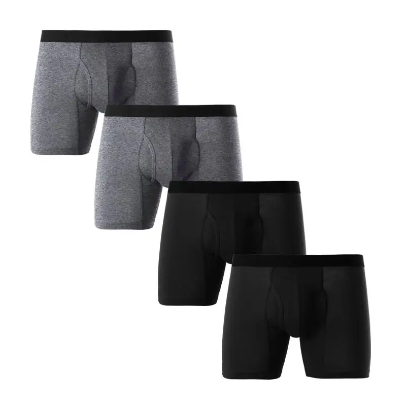 black gray Трусы, мужское нижнее белье, Мужская одежда, боксеры, шорты, хлопок, мужское нижнее белье, трусы, боксеры, шорты, наборы, боксеры para hombre - Цвет: black gray