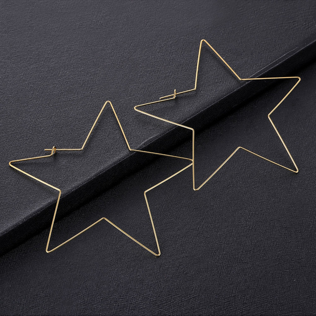 Fashion Gold Color Big Hoop Star Chain Drop Dangle Earrings for Women Earrings Personality Fashion boucle d'oreille pendient