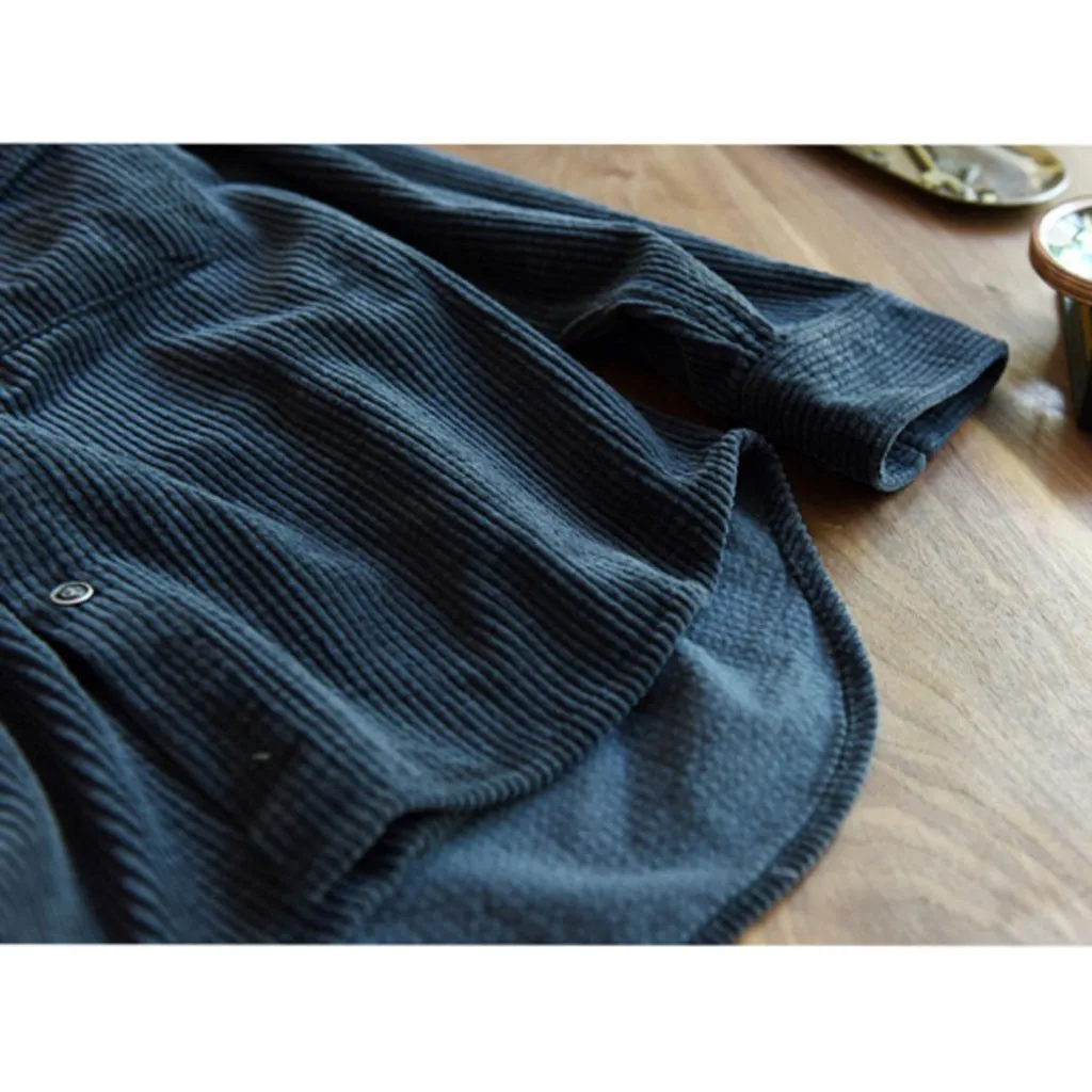 Вельветовая рубашка для мужчин laple Осень Зима Топы с длинным рукавом мужские Рубашки повседневные облегающие camisa hombre d91101