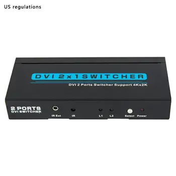 

T-DV302A DVI 2x1 Switcher DVI Supports 4Kx2K 25/30Hz Switcher DVI 2 Ports Swticher EU/US/UK/AU Power Plug Adapter