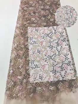 

Beautiful irregular small lines sequin embroidery French tulle lace African lace fabric fashion dress design fabric 5 yards