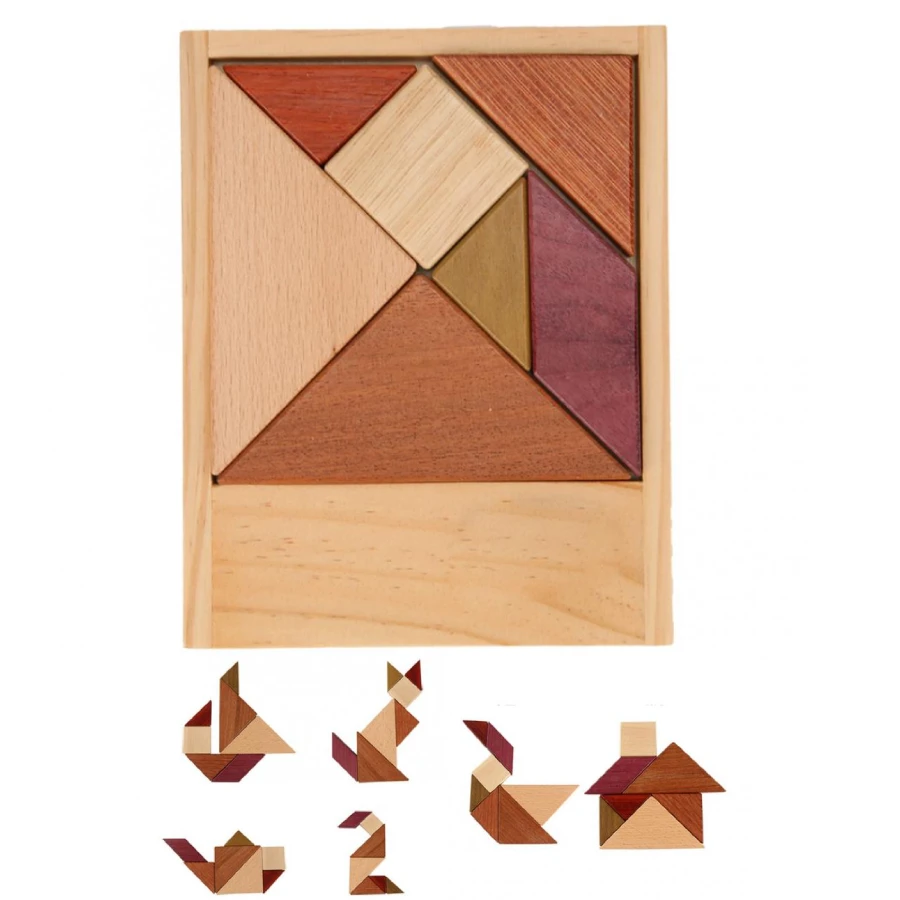 3D Wooden Pattern Animal Jigsaw Puzzle Tangram Toy Kids Brain Teaser Montessori Early Education Logic Sorting Games Toys | Игрушки и
