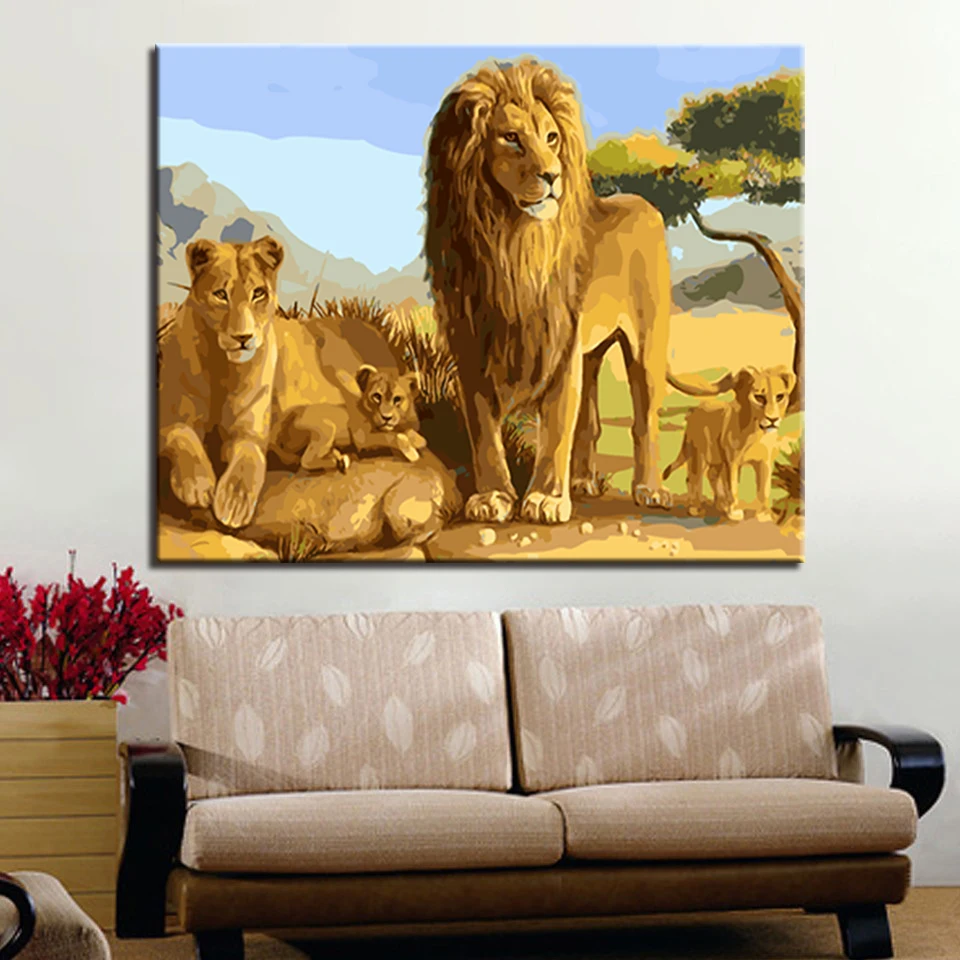 Disney's The Lion King DIY Краска ing комплекты номеров картина с каллиграфией акриловая