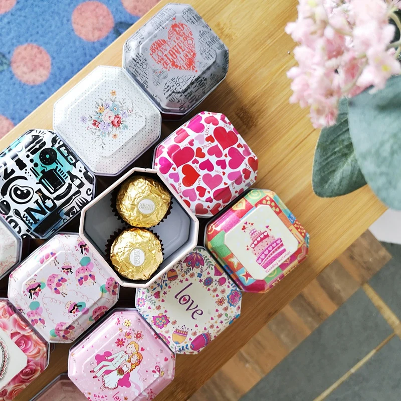 Tinplate Empty Boxes Wedding Candy Box Cute Box Home Storage Case Candy Container Gift DIY Chocolate Gift Box Empty Tins Storage