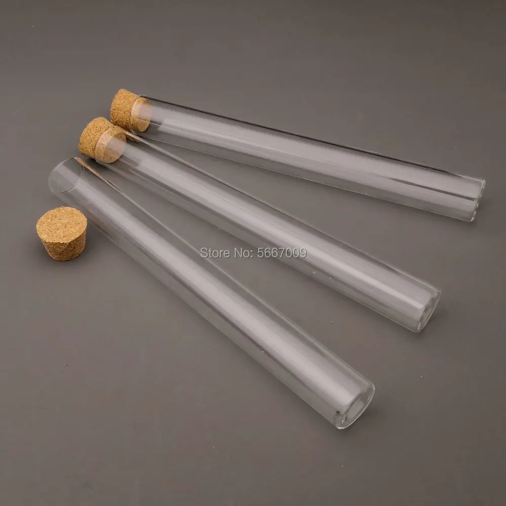 20pcs/pack Lab 18x150mm clear Flat Bottom Glass Test Tubes With Cork Wooden Stoppers for Laboratory Container | Канцтовары для