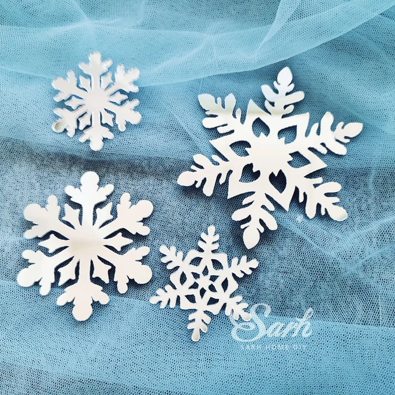 4pc silver set B Двойной слой торт-Снежинка Топпер С Рождеством украшение для детского душа принадлежности для выпечки подарки на год - Цвет: 4pc silver set B
