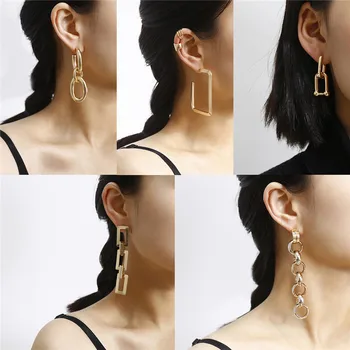 

Luokey Metal Punk Earrings For Women Personality Exaggerated Long Dangle Earrings Party Club Statement Jewelry Minimalist Brinco