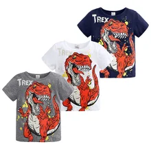 Новая Стильная хлопковая летняя детская футболка с короткими рукавами Детская куртка с динозавром детской одежды от производителя
