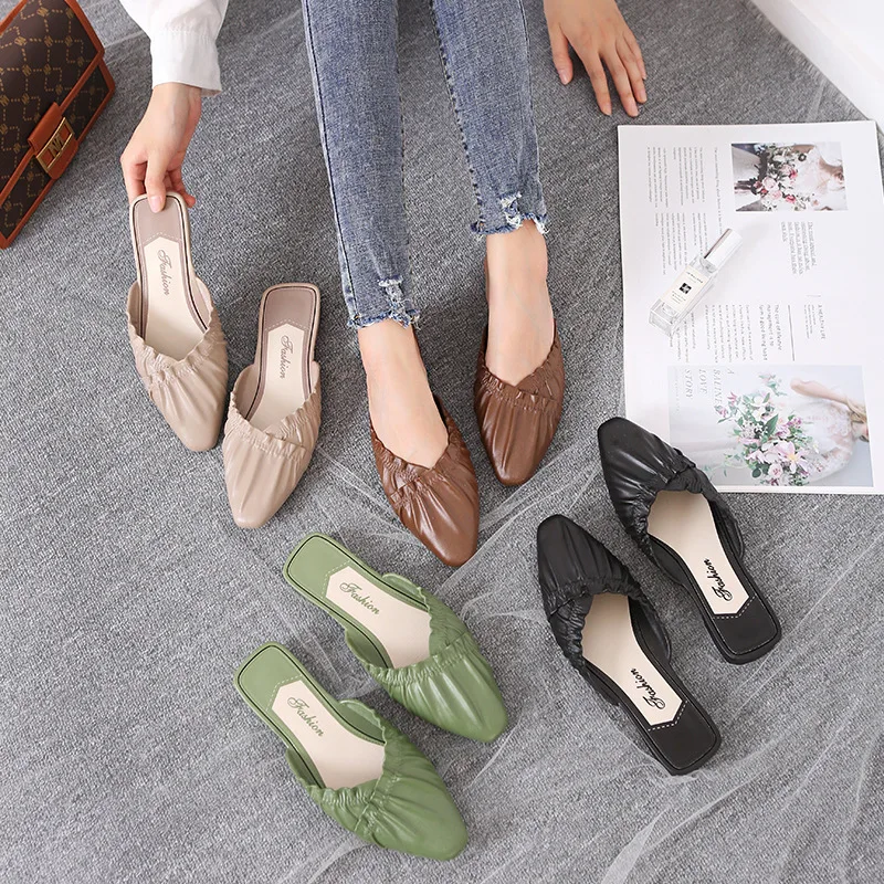 

Half Slippers Ladies New Fashion Thick-heeled Soft-soled Sandals Non-slip Outer Wear Increased Plastic Comfortable Shoes Slipper