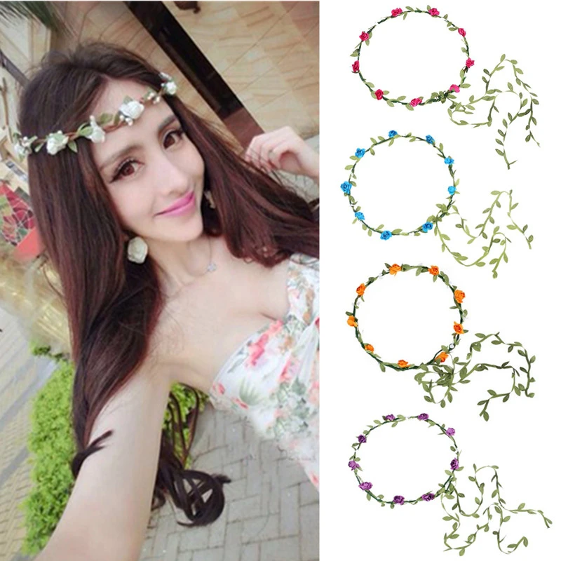 1PC Mode Frauen Boho Stirnbänder Braut Blume Crown Kranz Garland Strand Hochzeit Haarschmuck Braut Tiara Crown Reif 1PC Mode Frauen Boho Stirnbänder Braut Blume Crown Kranz Garland Strand Hochzeit Haarschmuck Braut Tiara Crown Reif