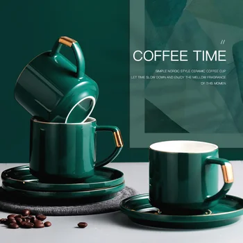 

Nordic Coffee Cup Gold Rim Simple Phnom Penh ceramic cup ins wind flower tea cup plate set British afternoon tea cup spoon