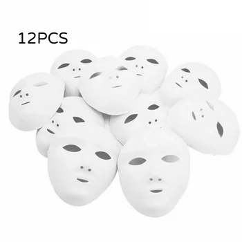 

12pcs Blank Masks White DIY Halloween Costumes Cosplay Mask for Masquerade Party DIY White Mask for Party