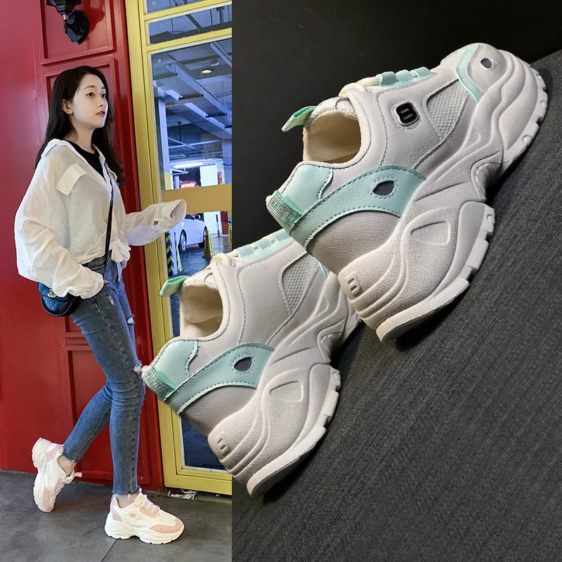 QWEDF Popular New Women's Running Sneakers Pink Shoes Woman Flat Heels Summer Fashion Teenage Girl Pink Wild Sport Flats Z1-60