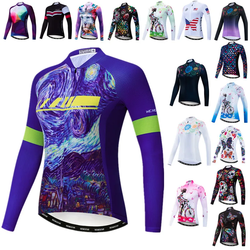 

Autumn Women Full Sleeves Cycling Jersey Tops Maillot Ciclismo Bicycle Shirts Quick-dry Bike Jersey Jacket Long Cycling Clothing