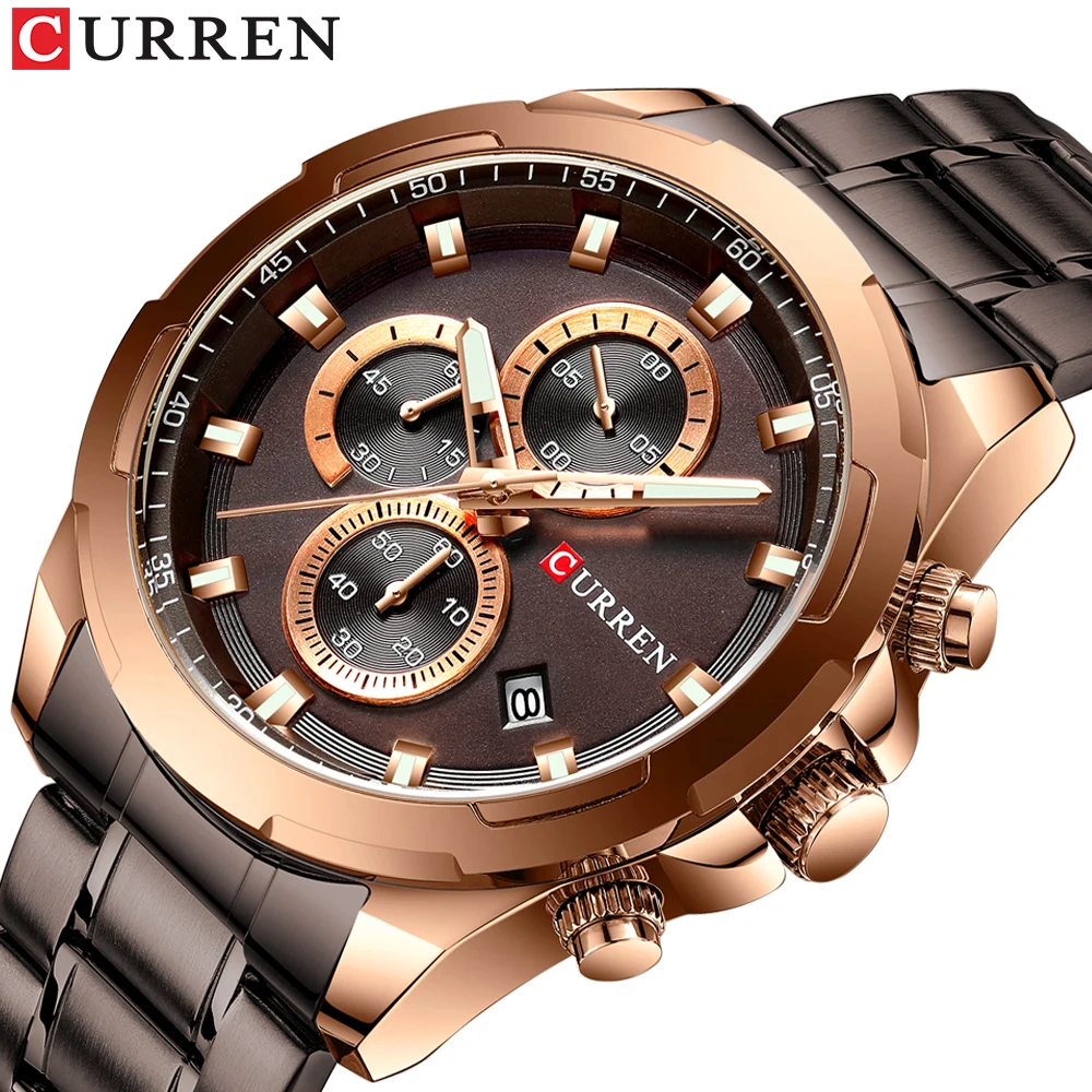 

CURREN Male Watches New Arrival Luminous Quartz Wrist Watch Chronograph Stainless Steel Casual Horloges Mannen Clock Outdoor